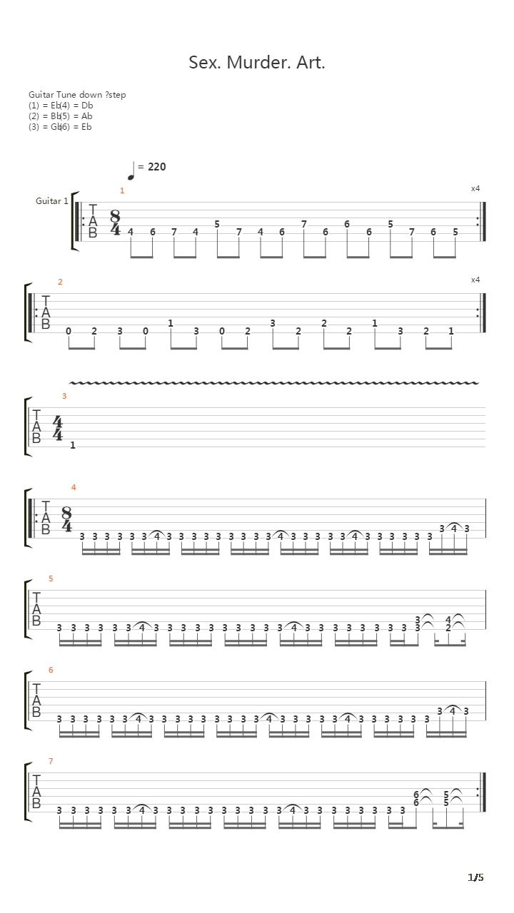 Sex Murder Art吉他谱