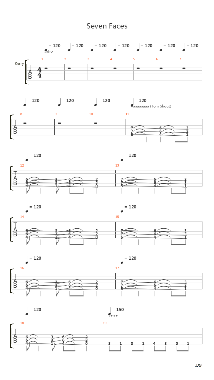 Seven Faces吉他谱