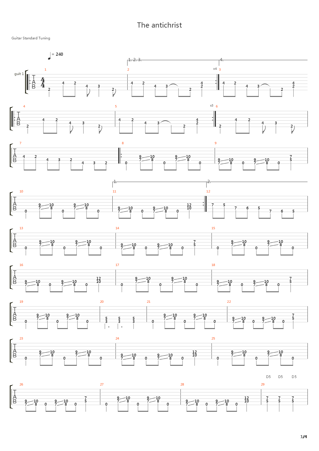 The Antichrist吉他谱
