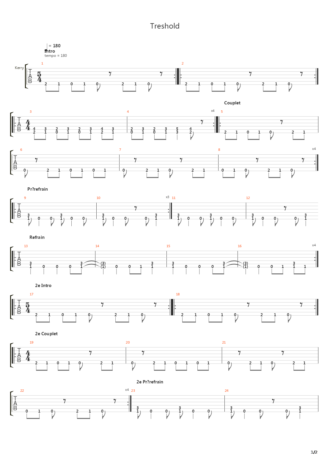 Threshold吉他谱