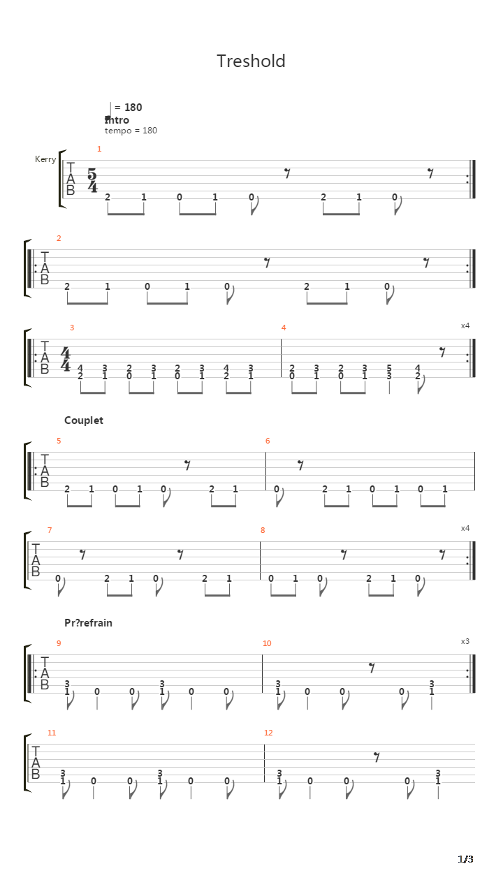 Threshold吉他谱