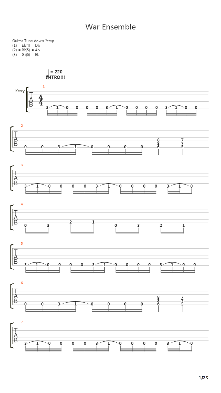 War Ensemble吉他谱