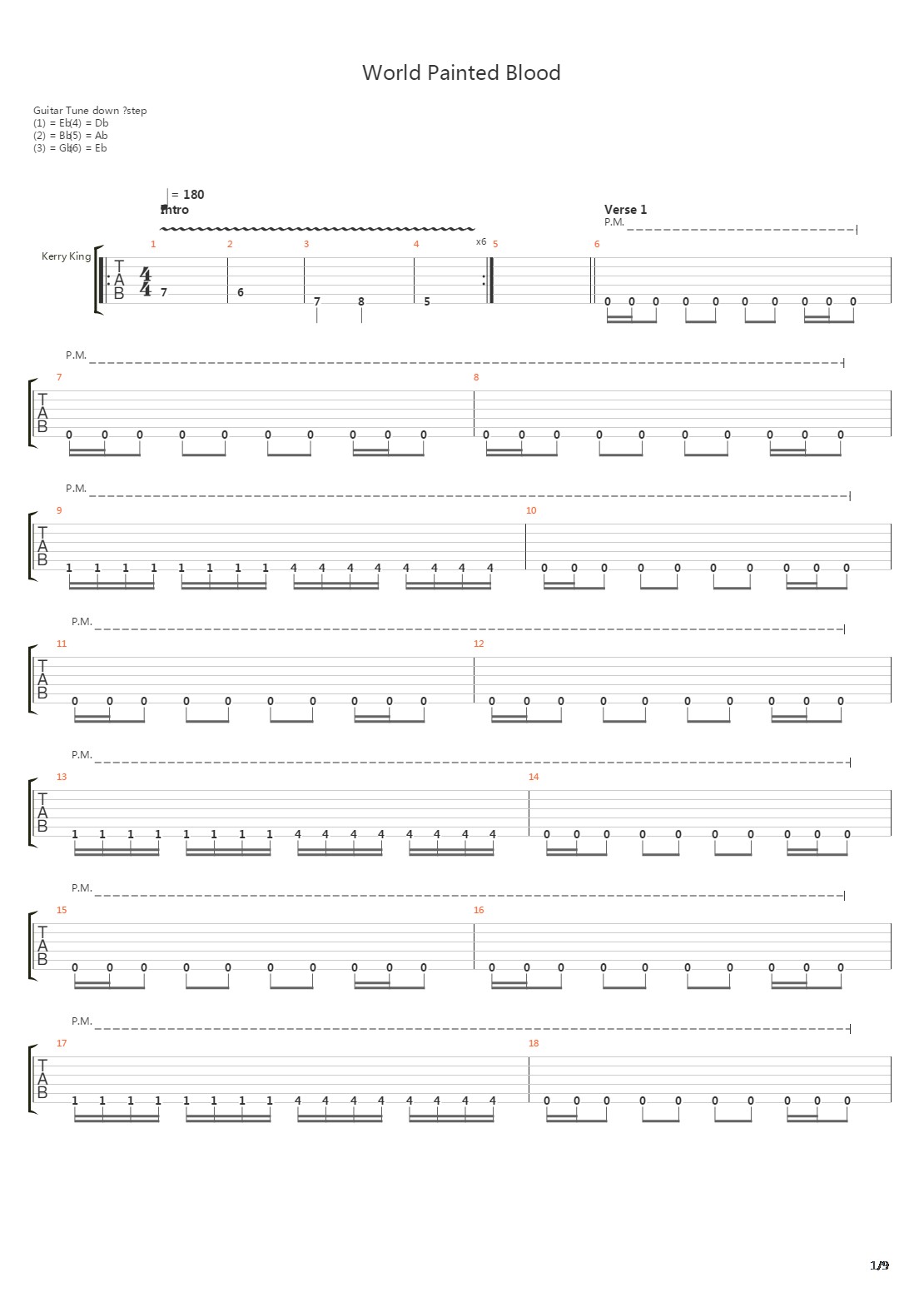 World Painted Blood吉他谱