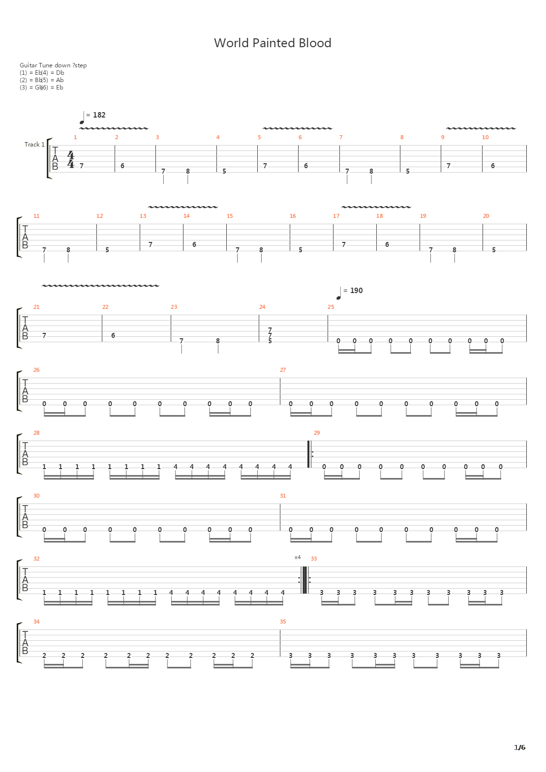 World Painted Blood吉他谱