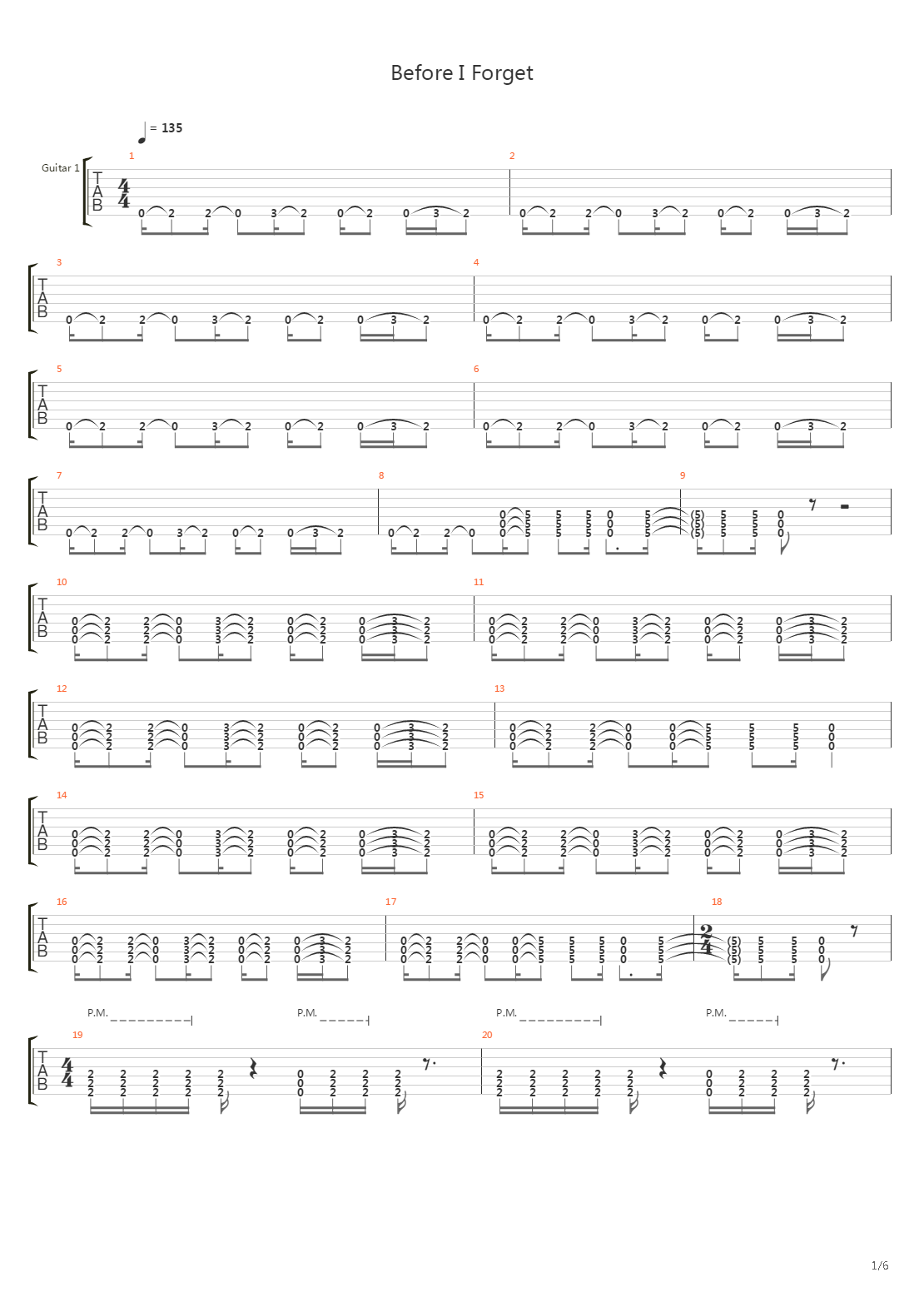 Before I Forget吉他谱