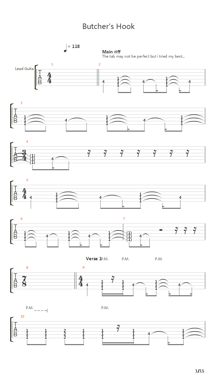 Butchers Hook吉他谱