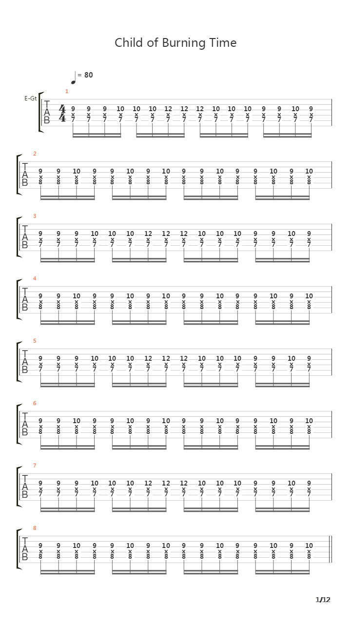 Child Of Burning Time吉他谱