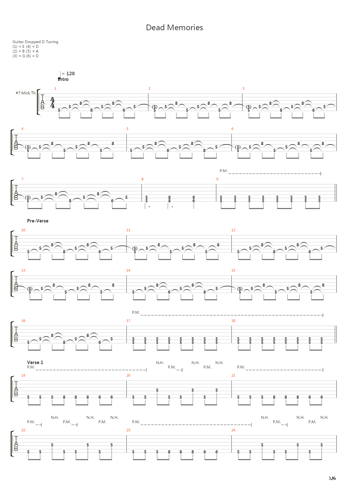 Dead Memories吉他谱