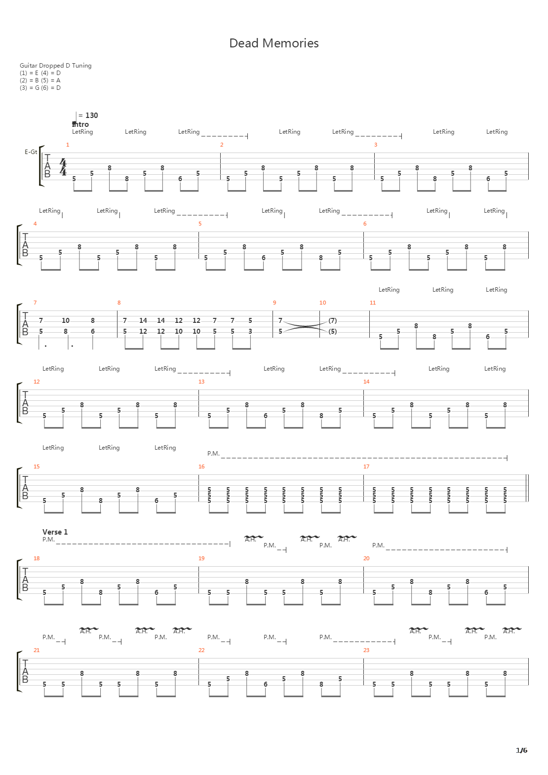 Dead Memories吉他谱