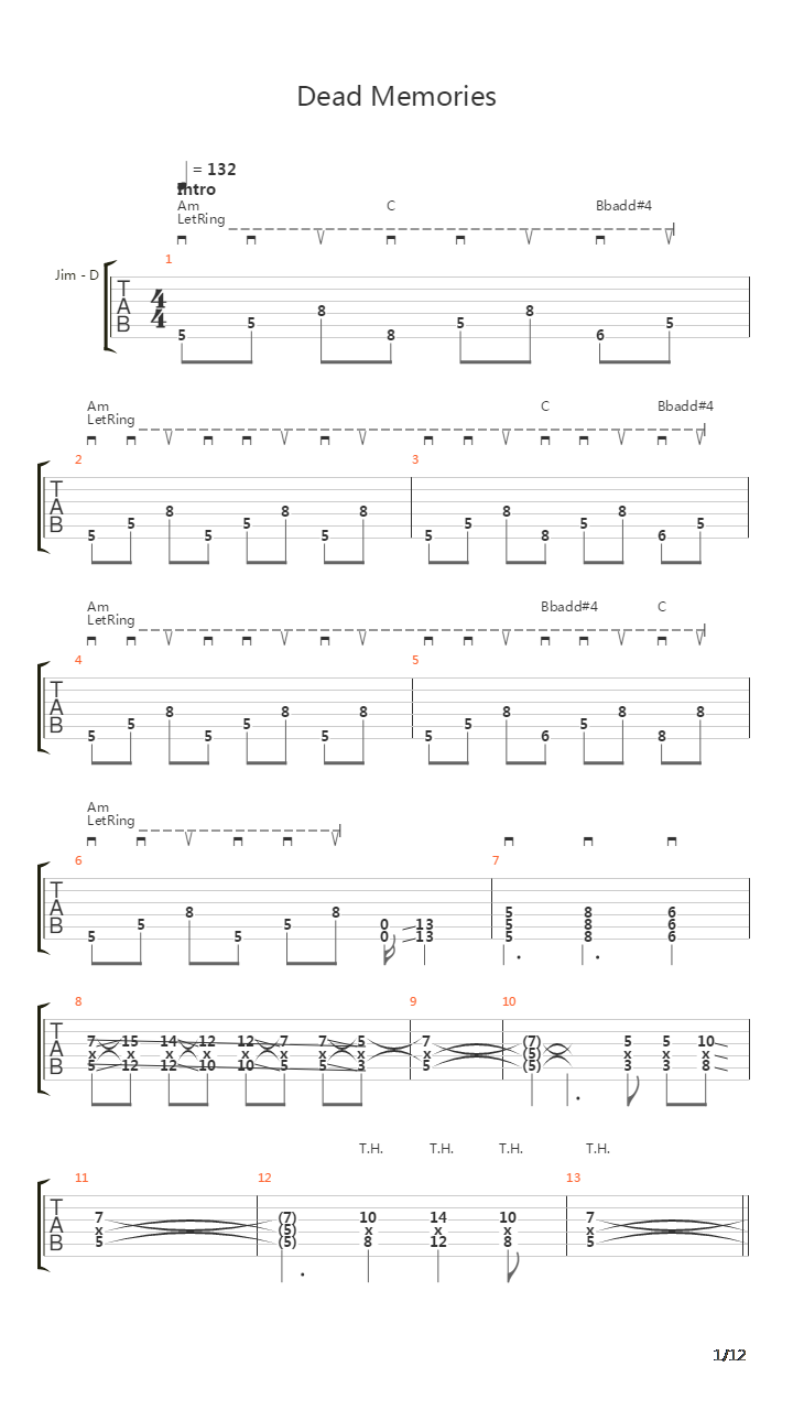 Dead Memories吉他谱