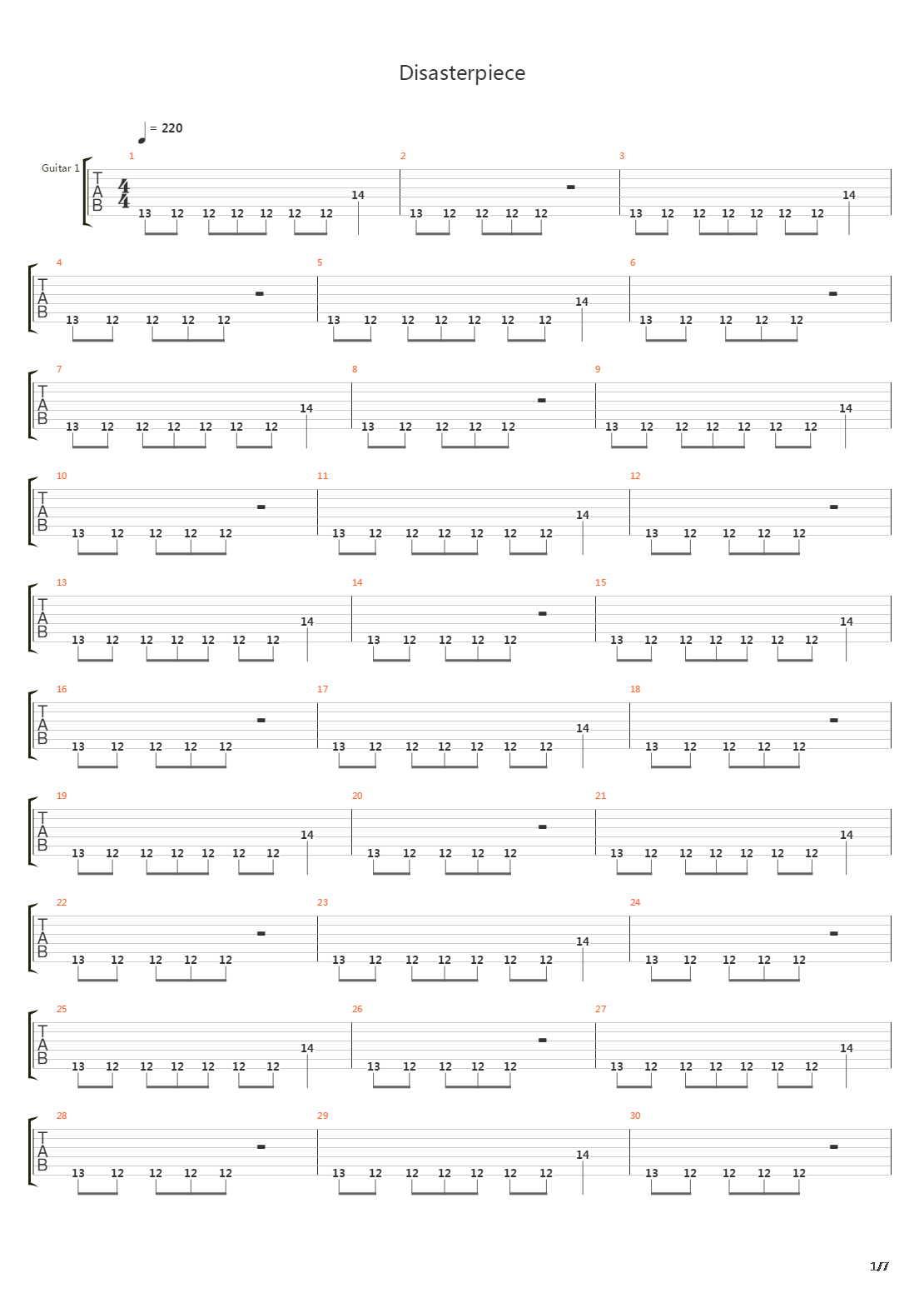 Disasterpiece吉他谱