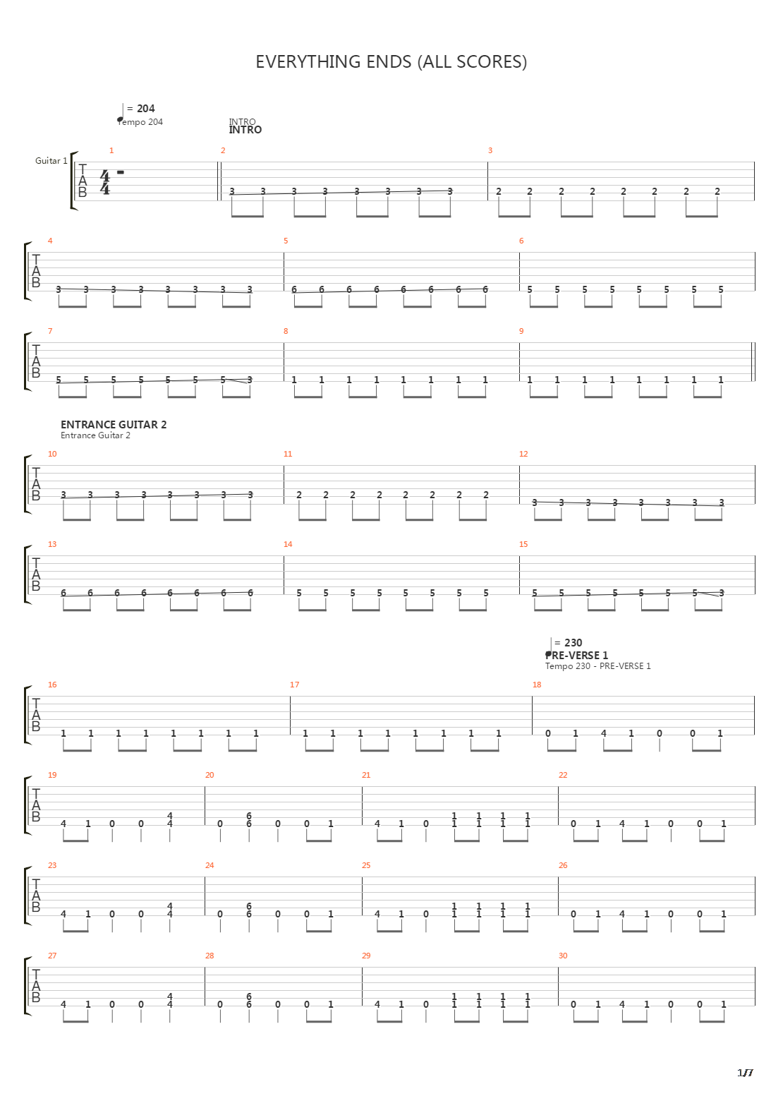 Everything Ends All Scores吉他谱
