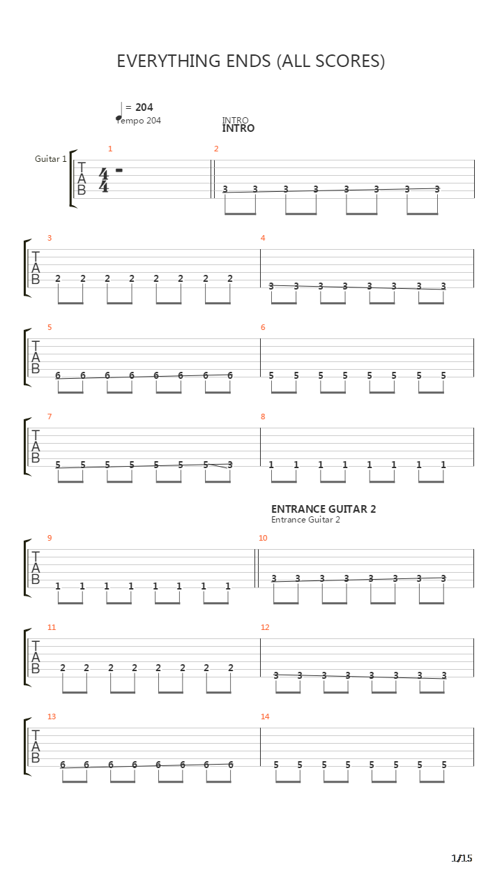 Everything Ends All Scores吉他谱