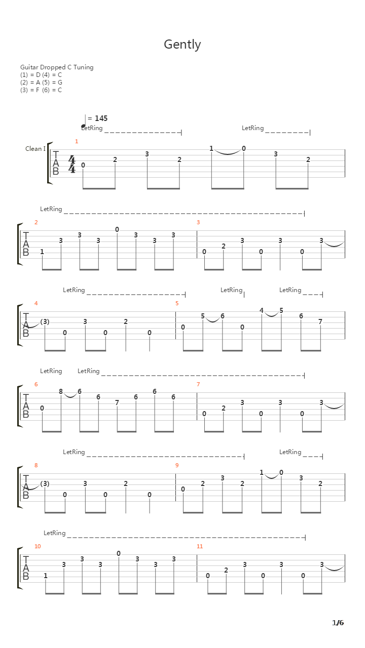Gently吉他谱