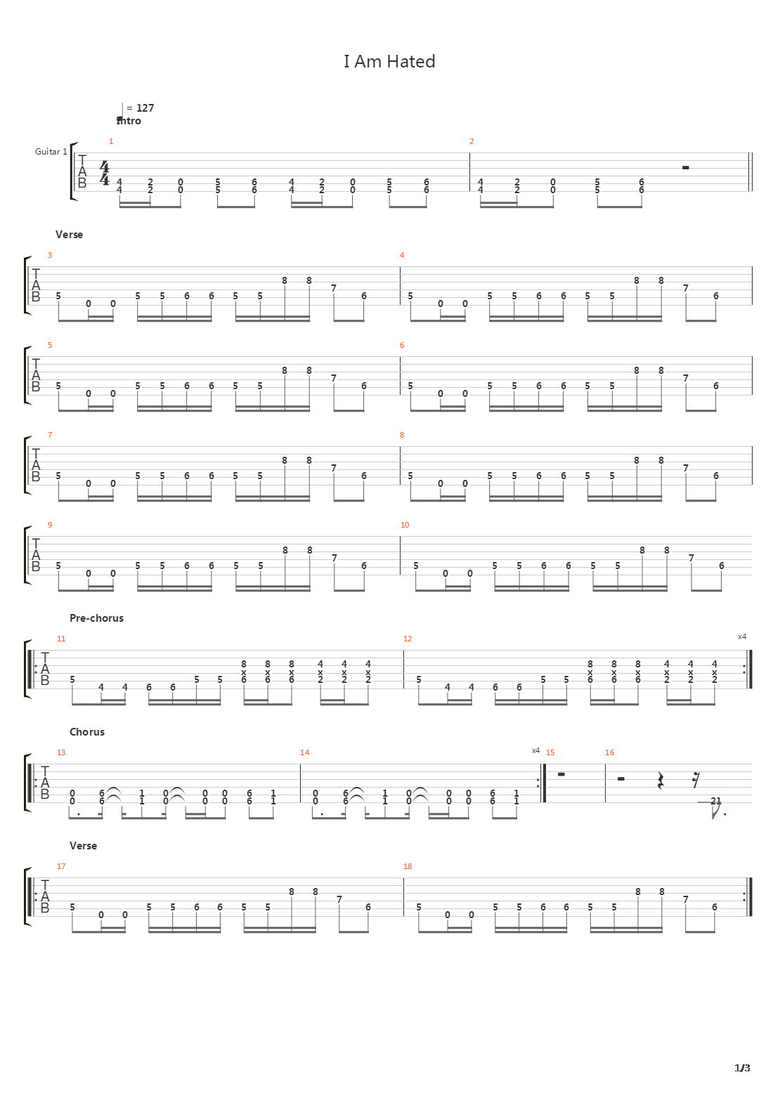 I Am Hated吉他谱