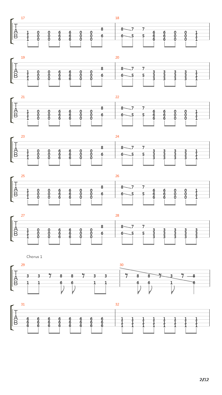 Left Behind All Scores吉他谱