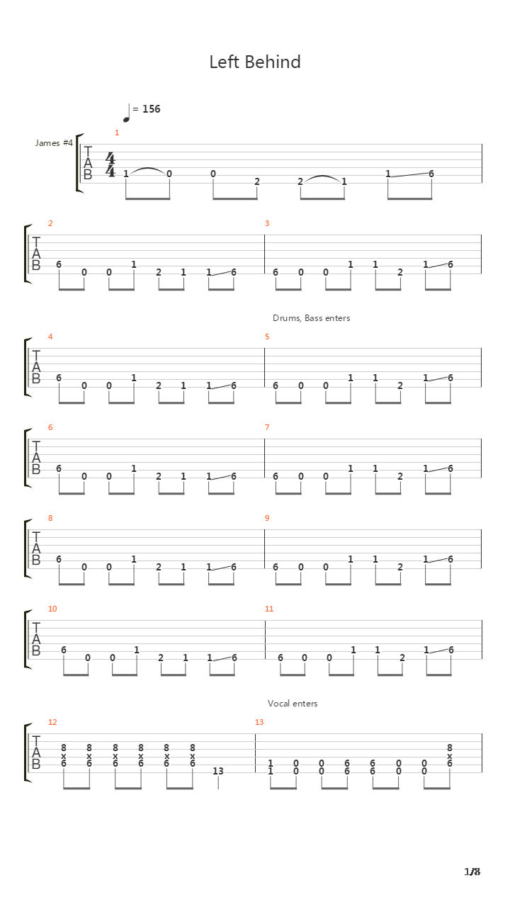 Left Behind吉他谱