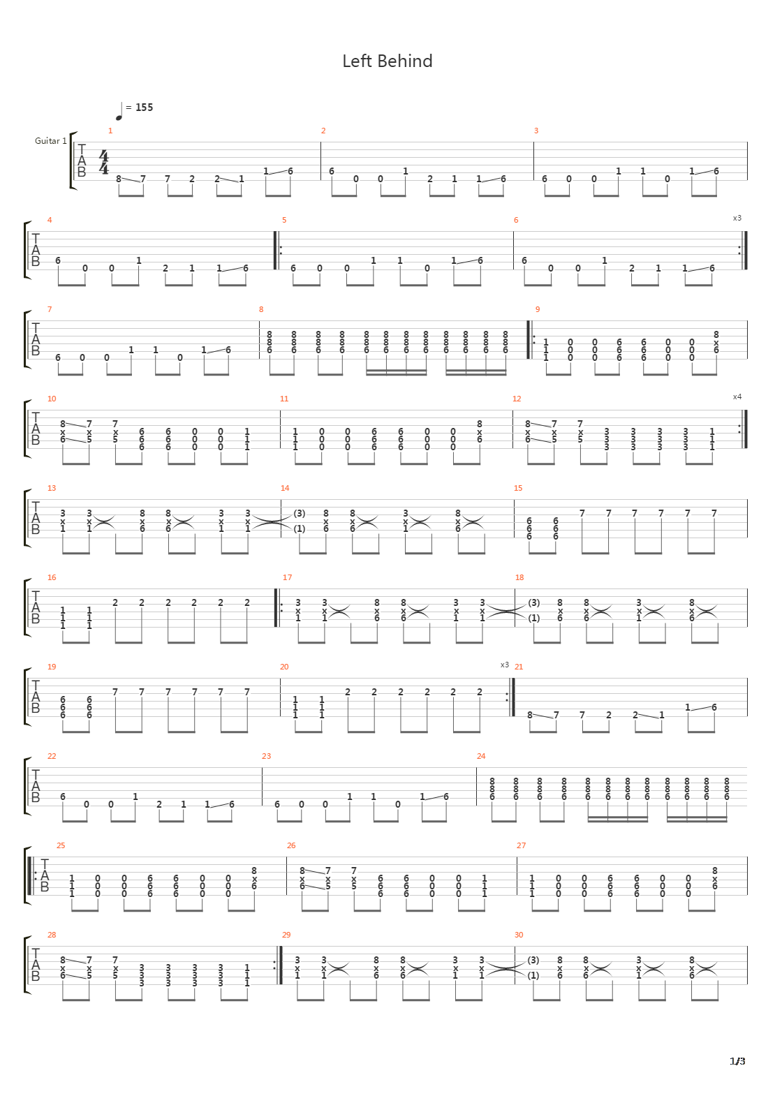 Left Behind吉他谱