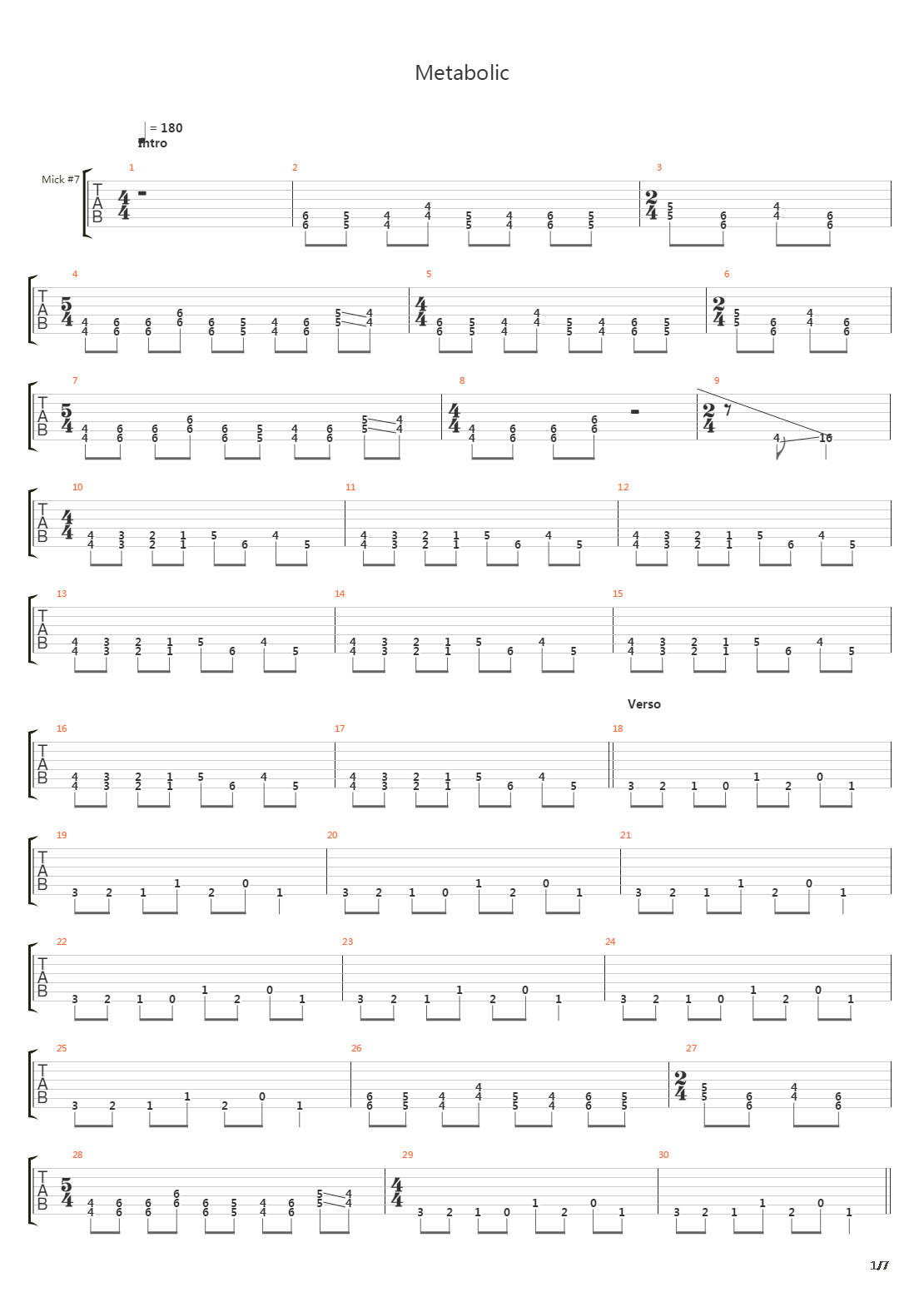 Metabolic吉他谱