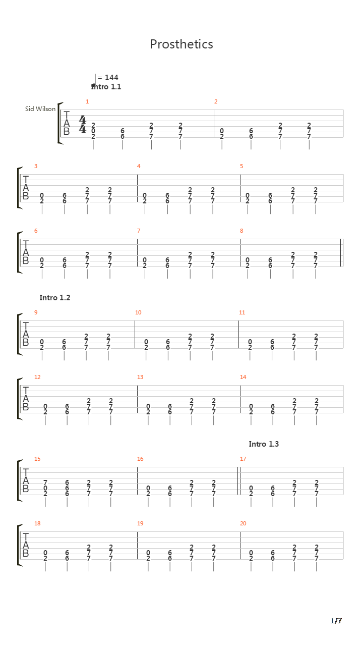 Prosthetics吉他谱