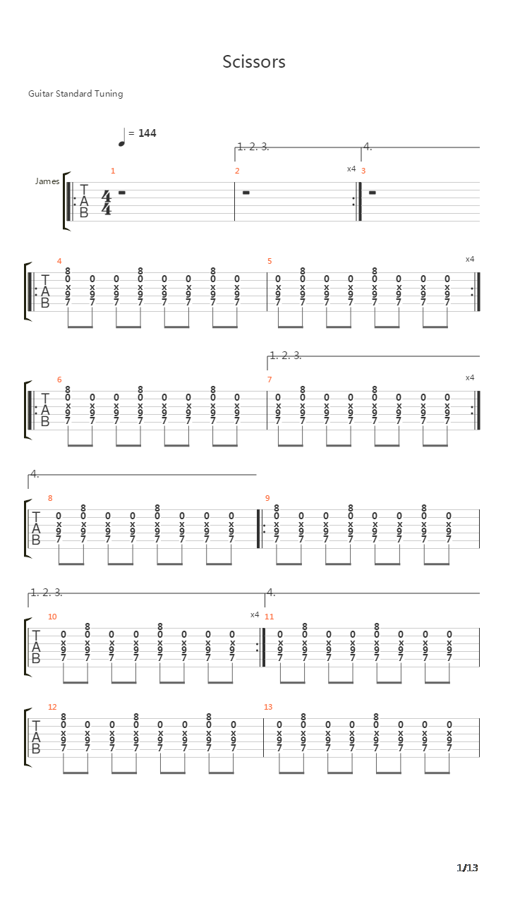 Scissors吉他谱