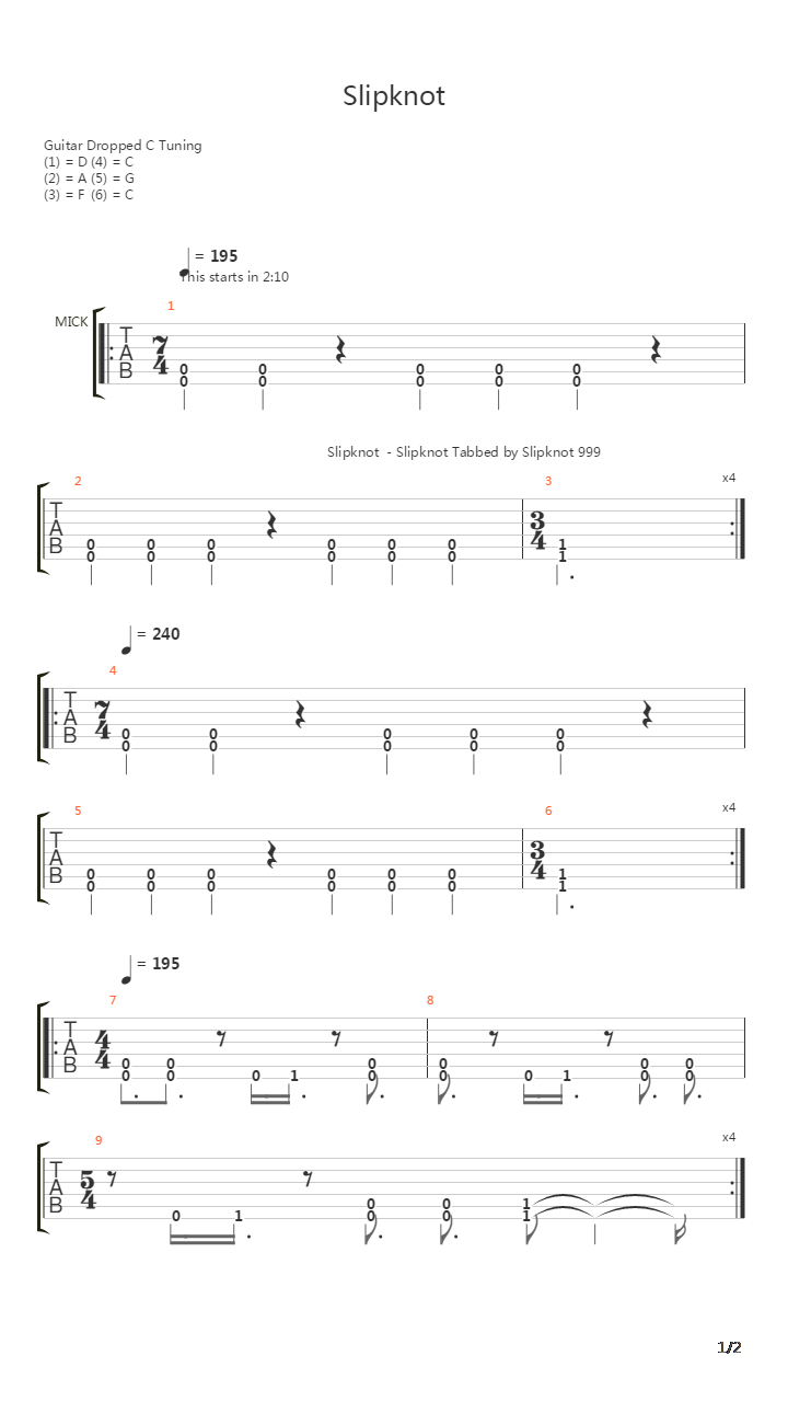 Slipknot吉他谱