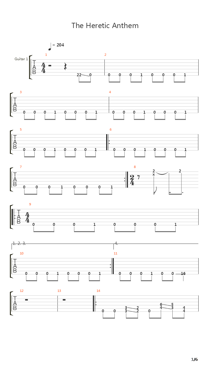 The Heretic Anthem吉他谱