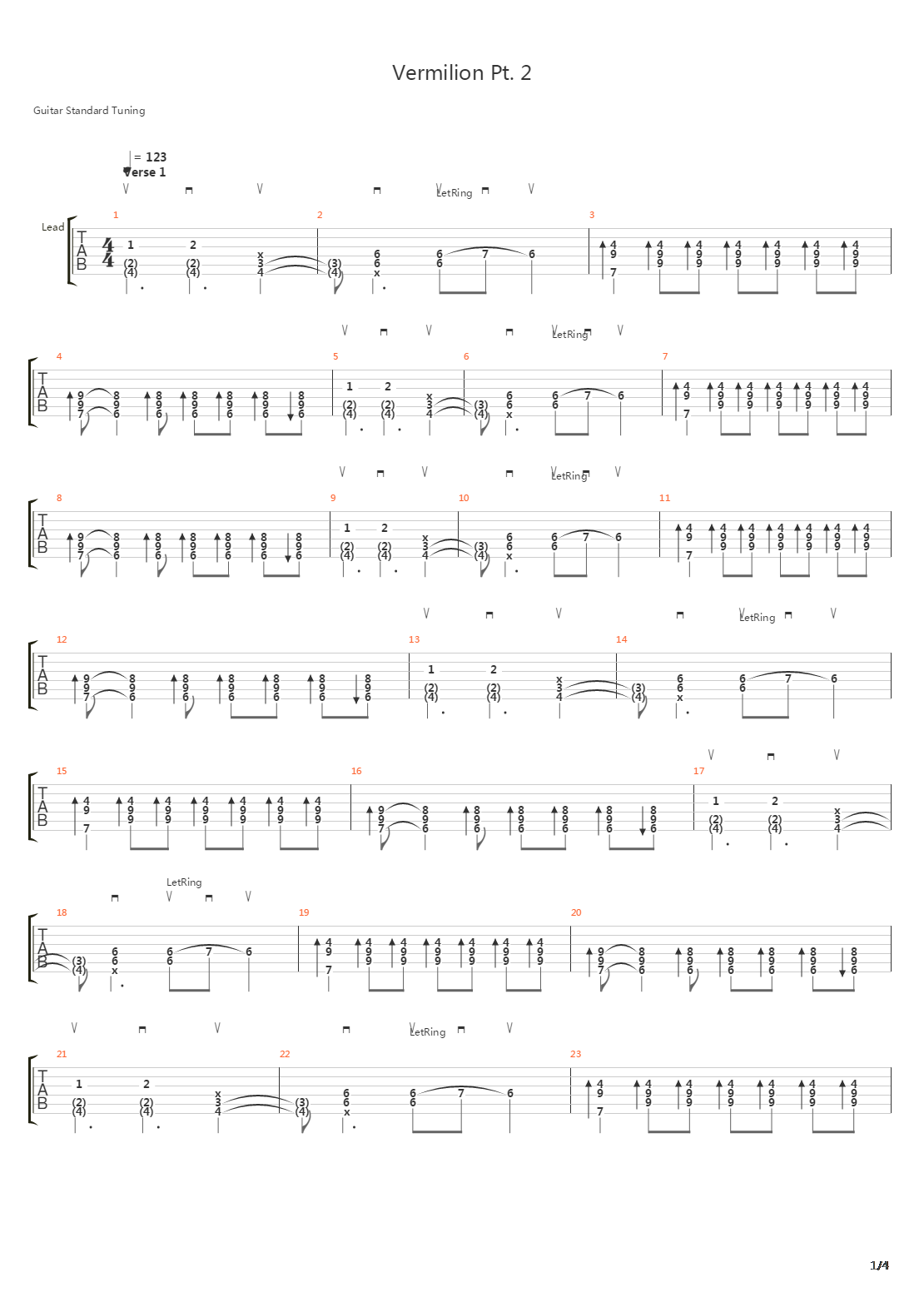 Vermilion Part 2吉他谱
