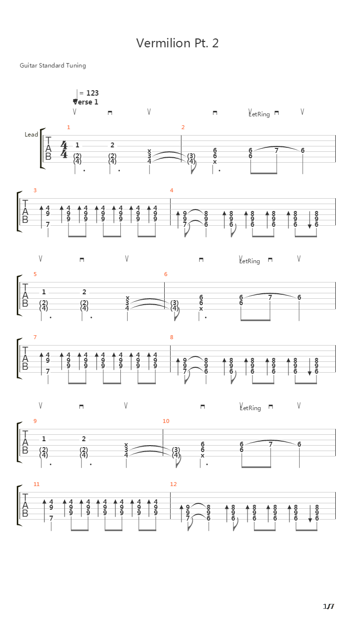 Vermilion Part 2吉他谱