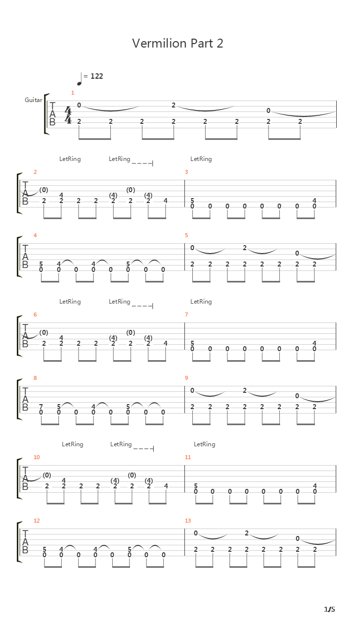 Vermilion吉他谱