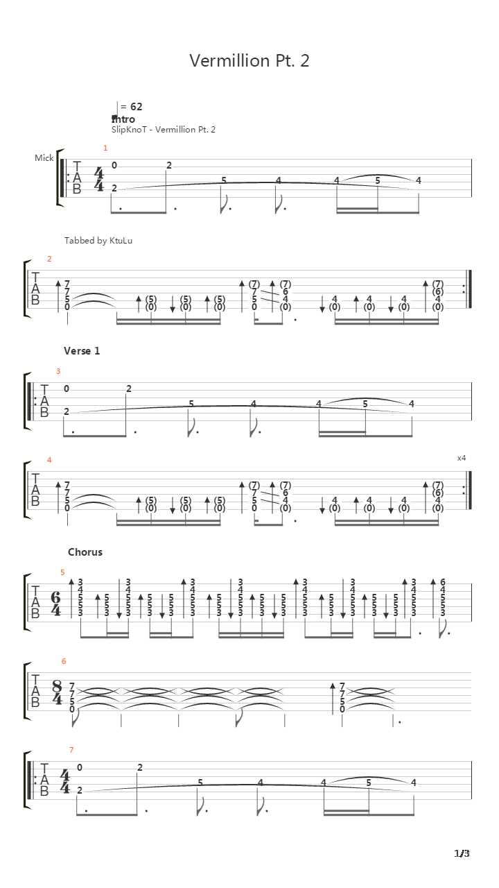 Vermilion吉他谱