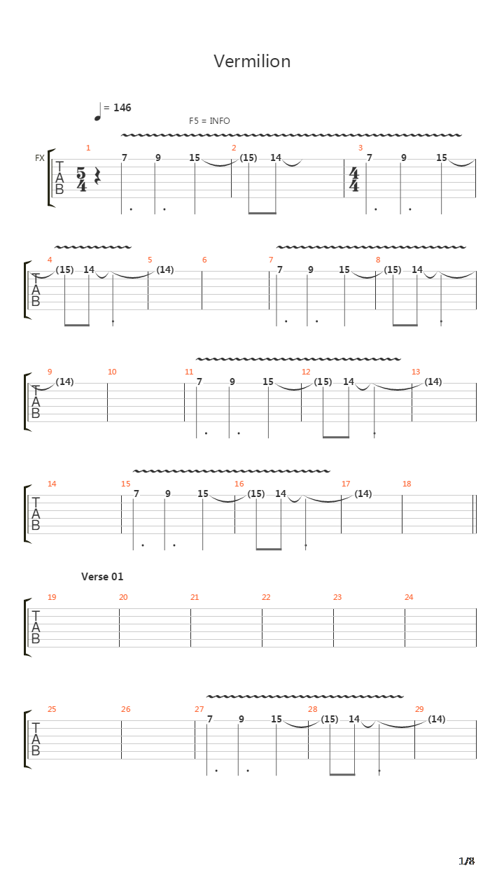 Vermilion吉他谱