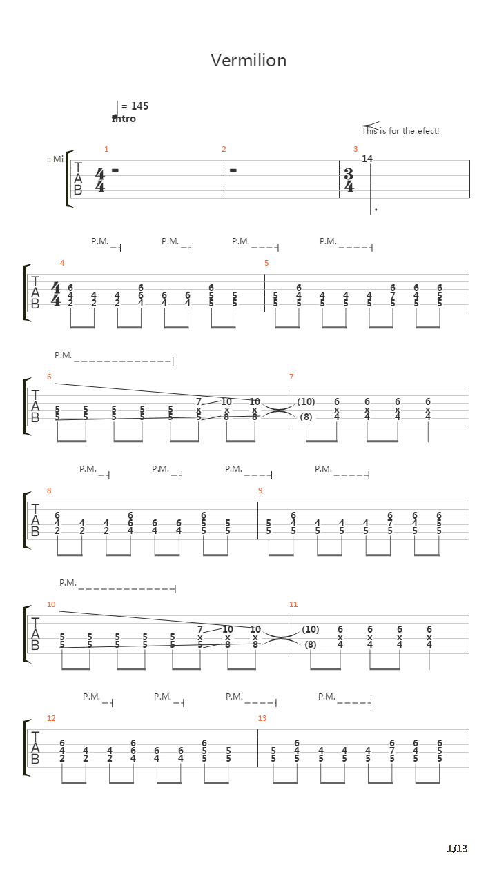 Vermilion吉他谱