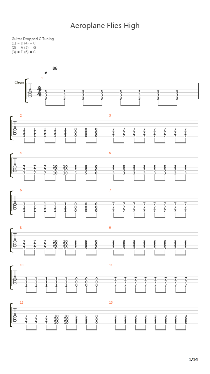 Aeroplane Flies High吉他谱