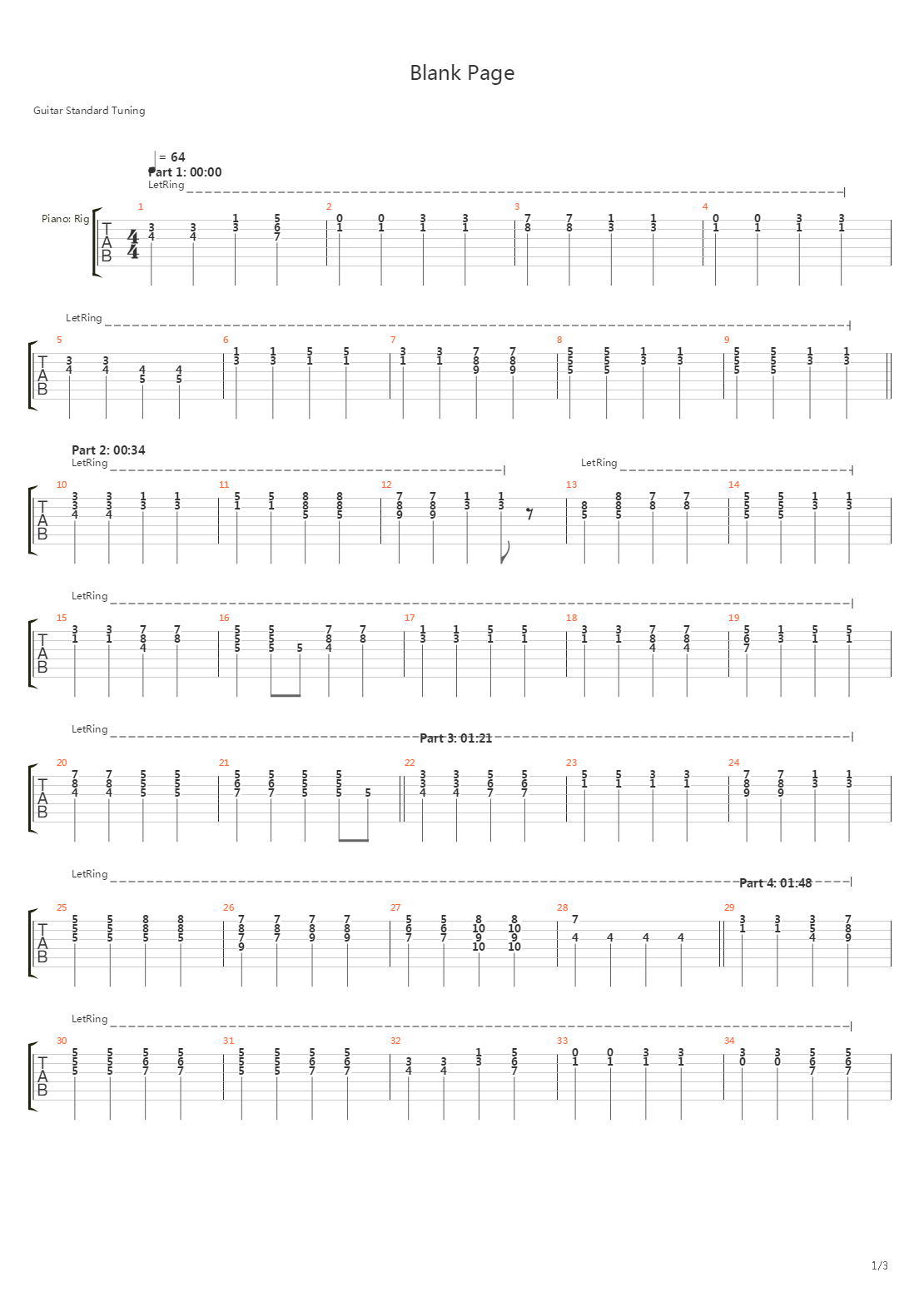 Blank Page吉他谱