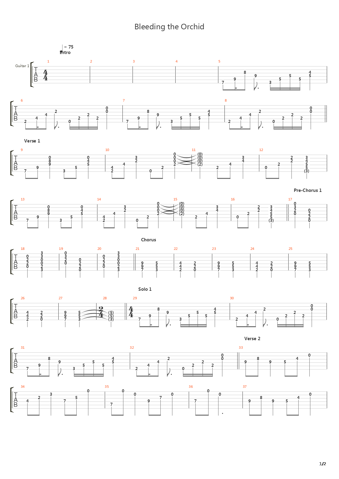 Bleeding The Orchid吉他谱