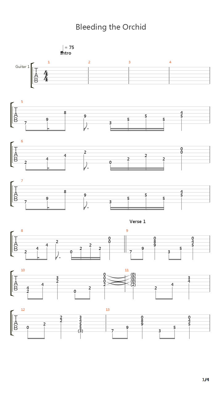 Bleeding The Orchid吉他谱