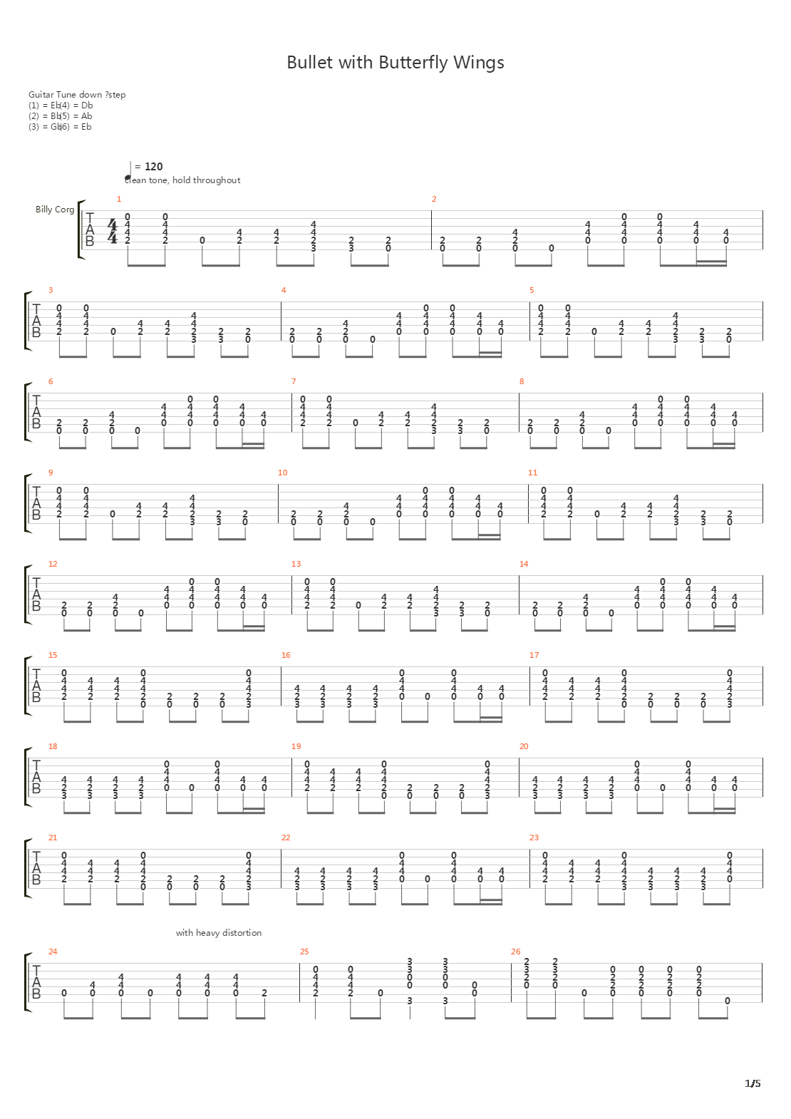 Bullet With Butterfly Wings吉他谱