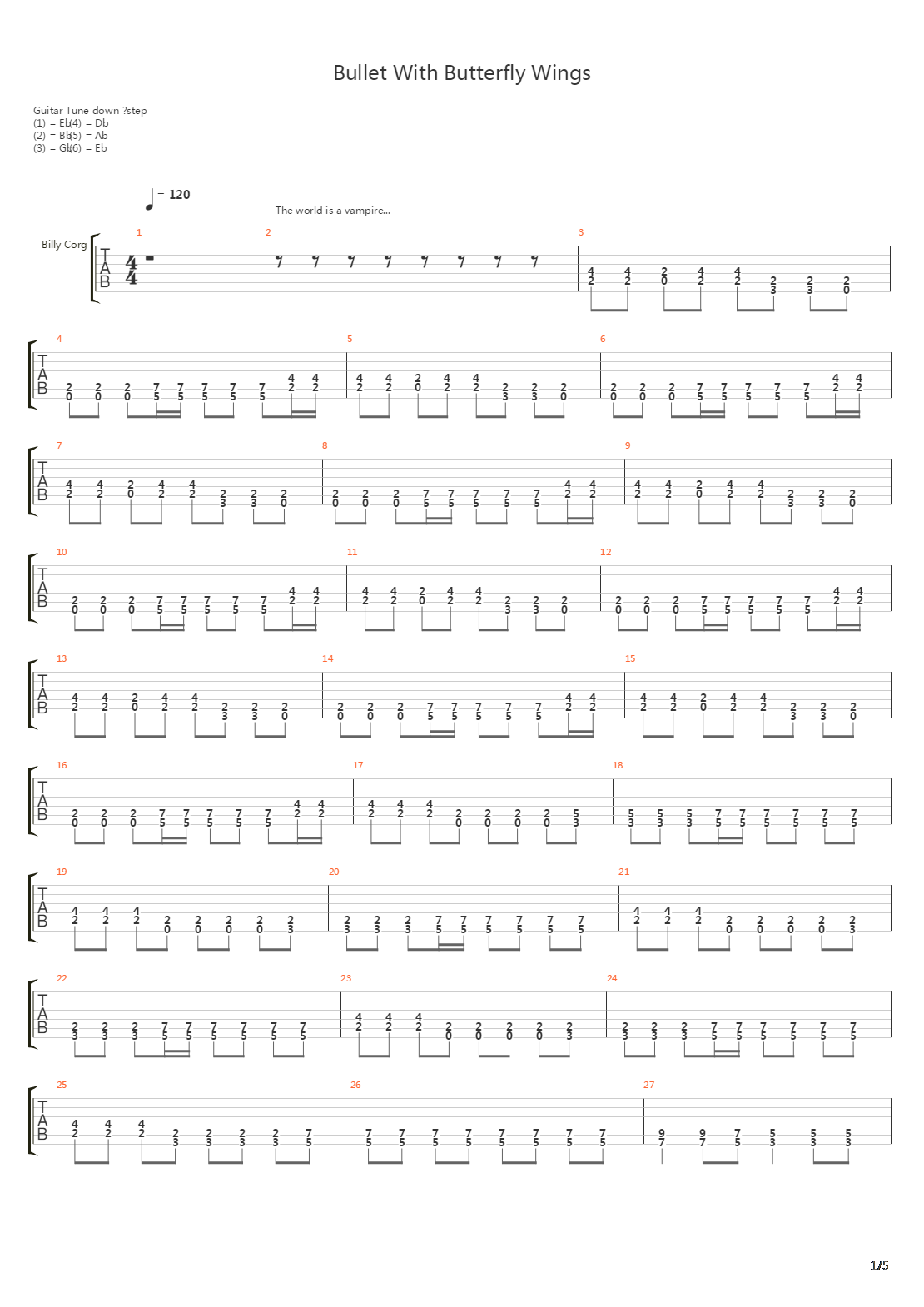 Bullet With Butterfly Wings吉他谱