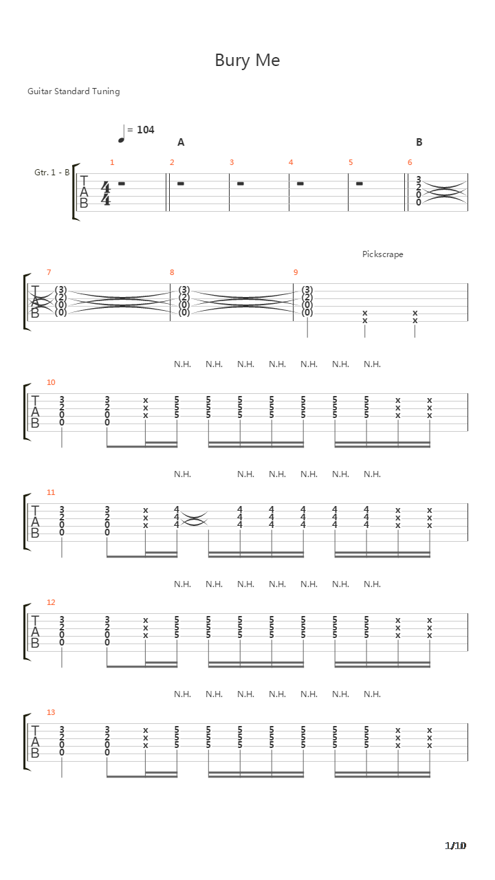 Bury Me吉他谱