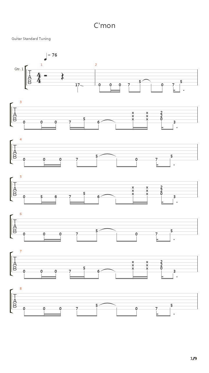 Cmon吉他谱