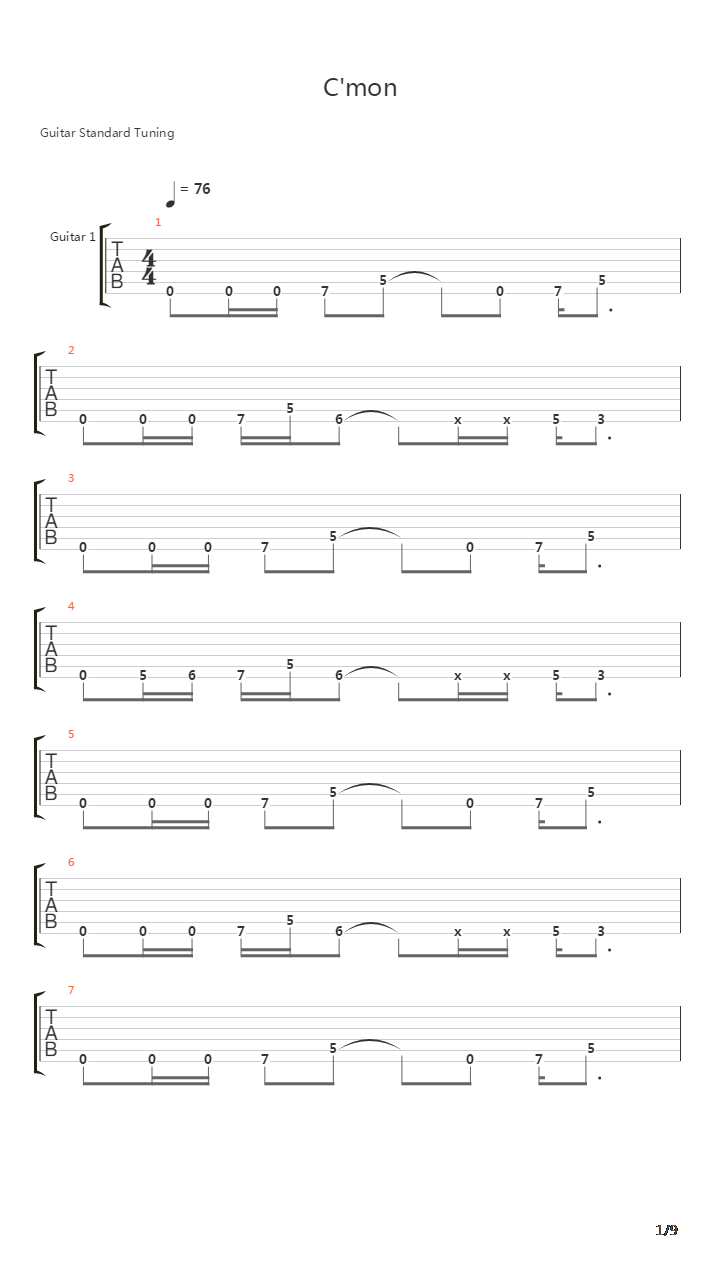 Cmon吉他谱