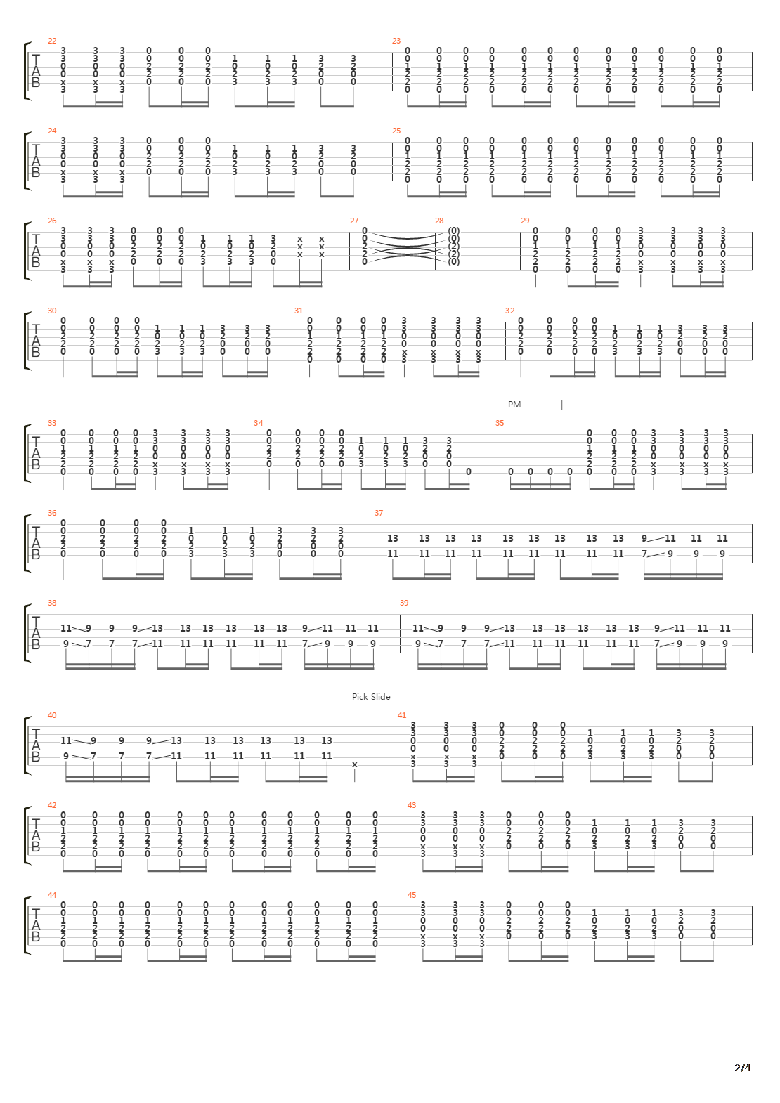 East吉他谱