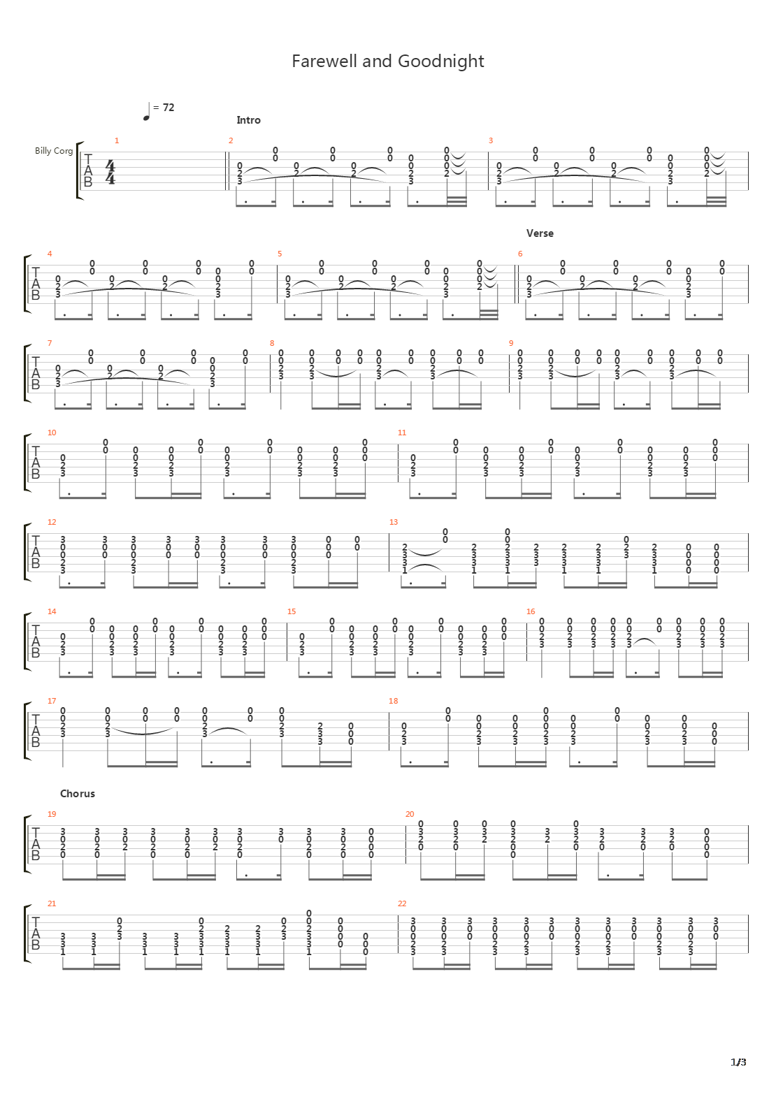 Farewell And Goodnight吉他谱