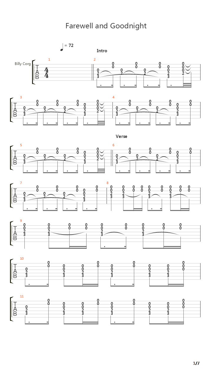 Farewell And Goodnight吉他谱