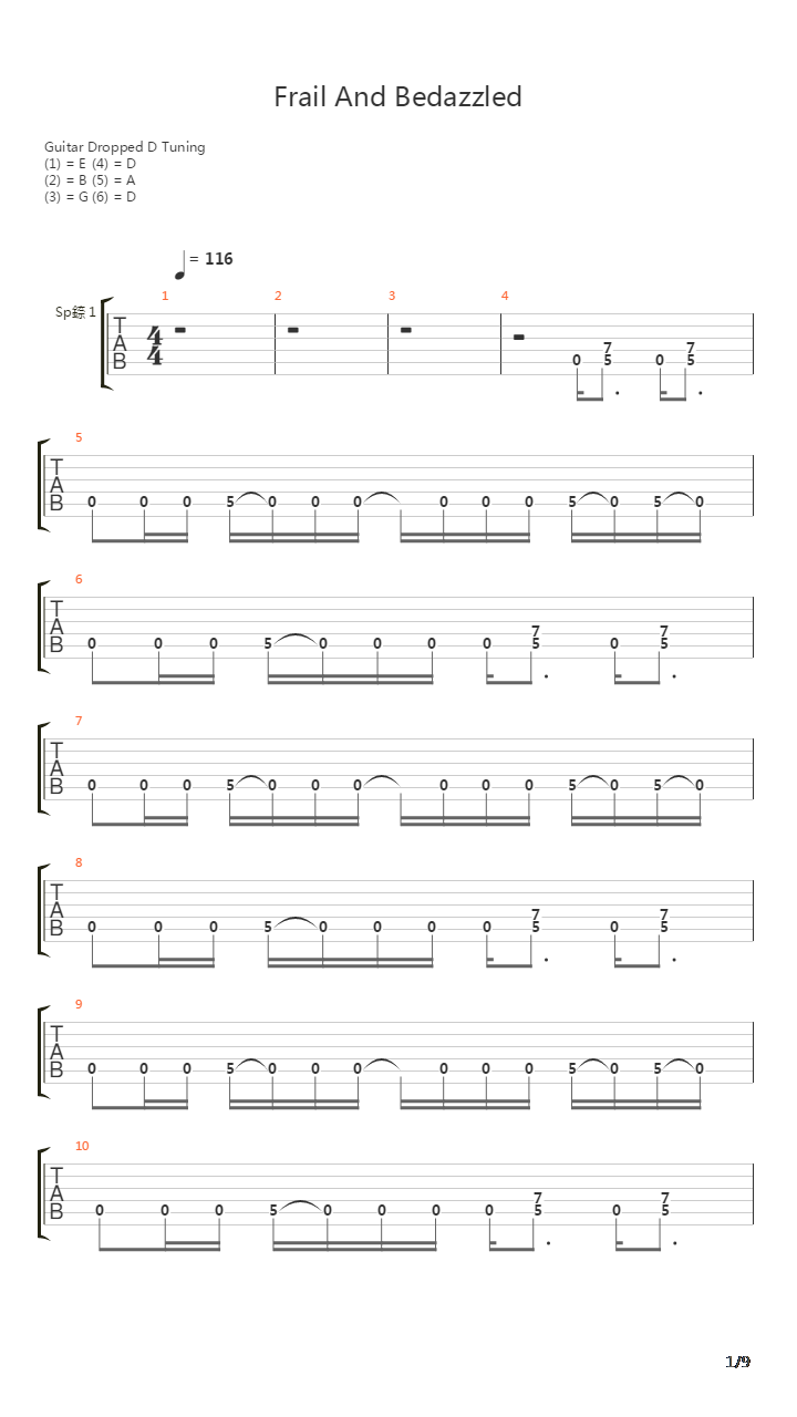 Frail And Bedazzled吉他谱