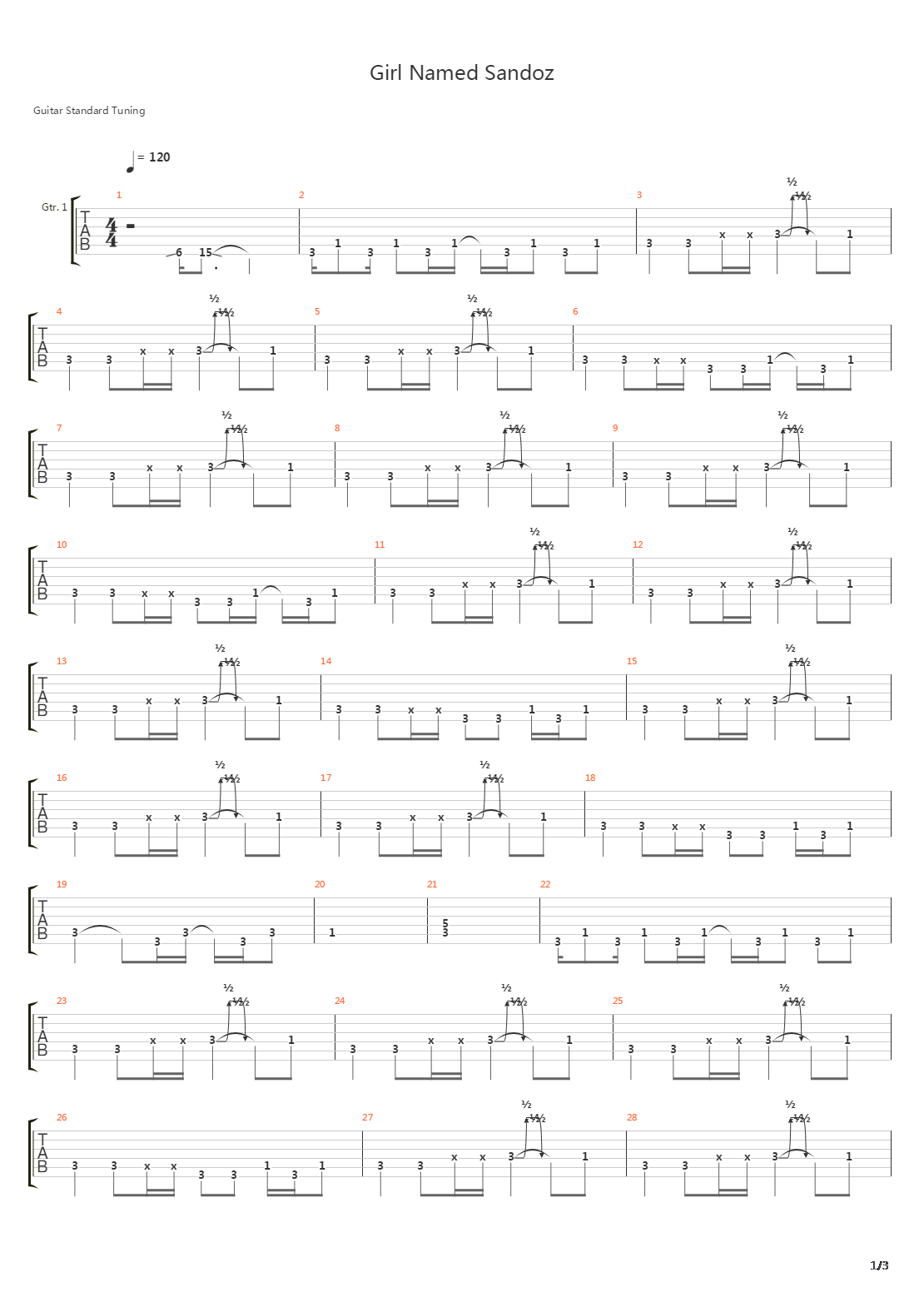 Girl Named Sandoz吉他谱