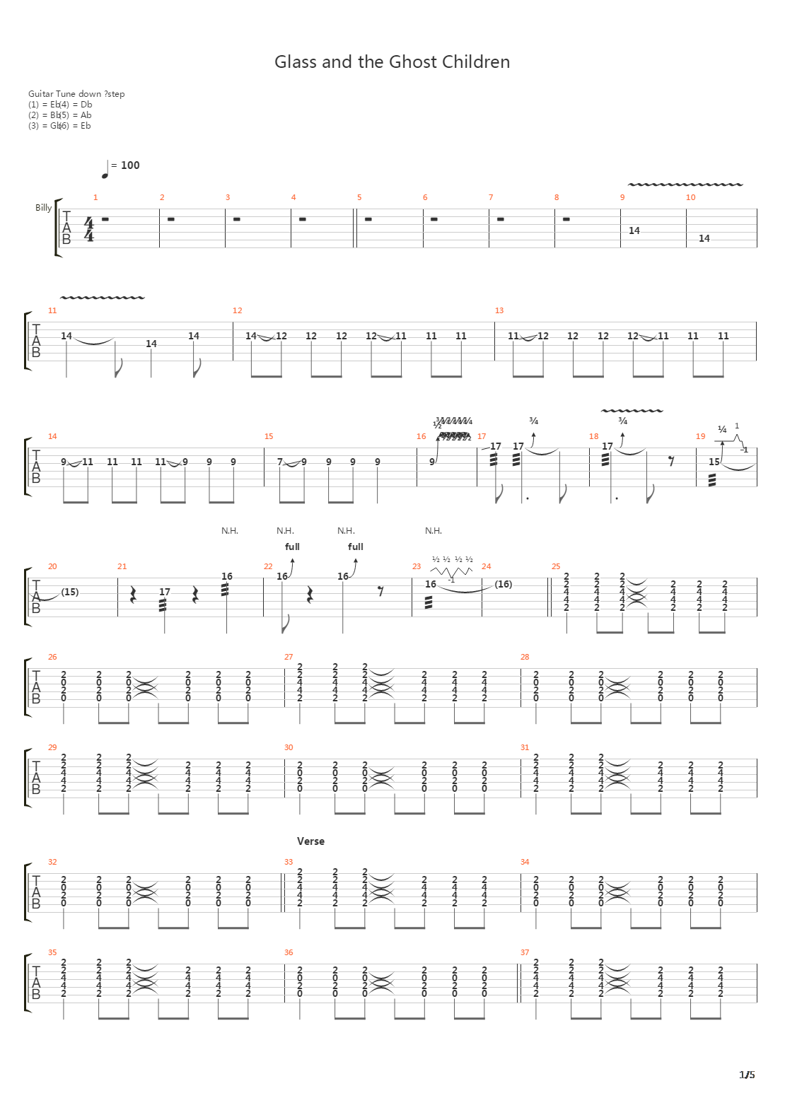 Glass And The Ghost Children吉他谱