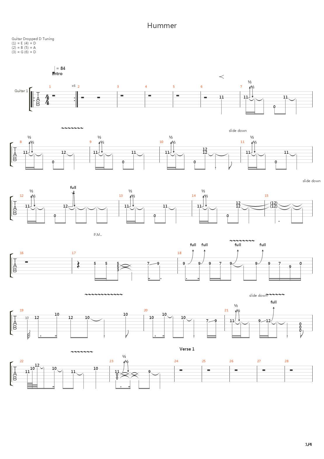 Hummer吉他谱