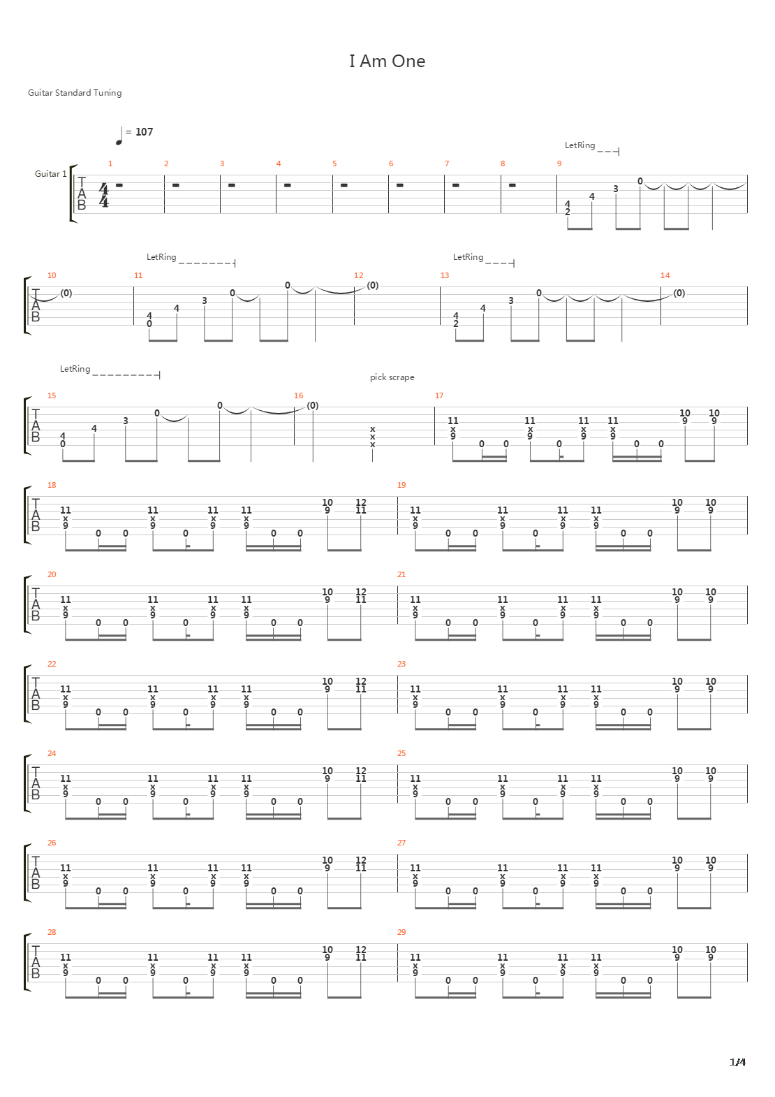 I Am One吉他谱